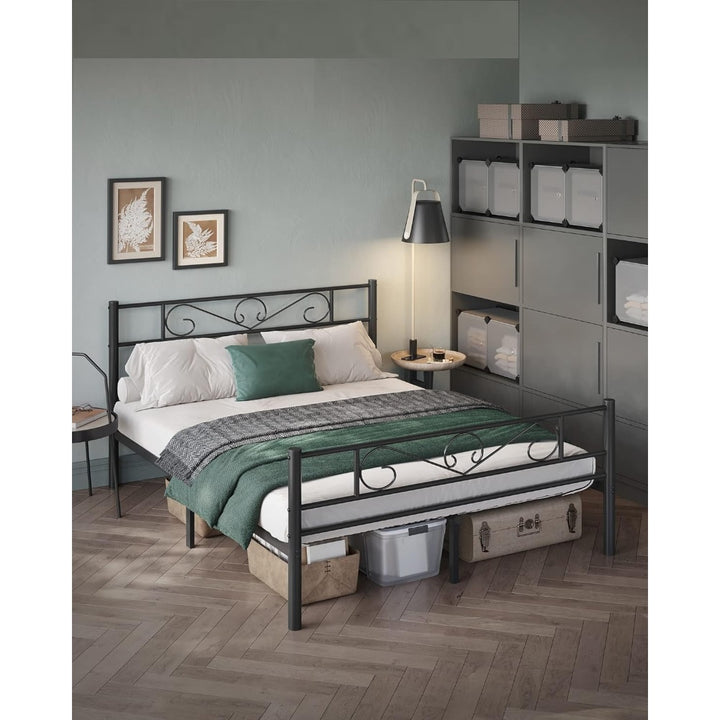 Base de Cama con Respaldo Metálica Queen Negra Norvik