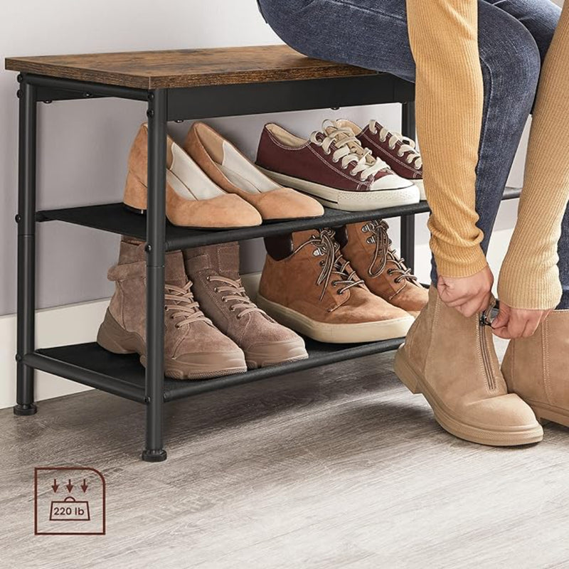 También es banco · Mueble Zapatero Lynge 3 Niveles Fierro y Madera