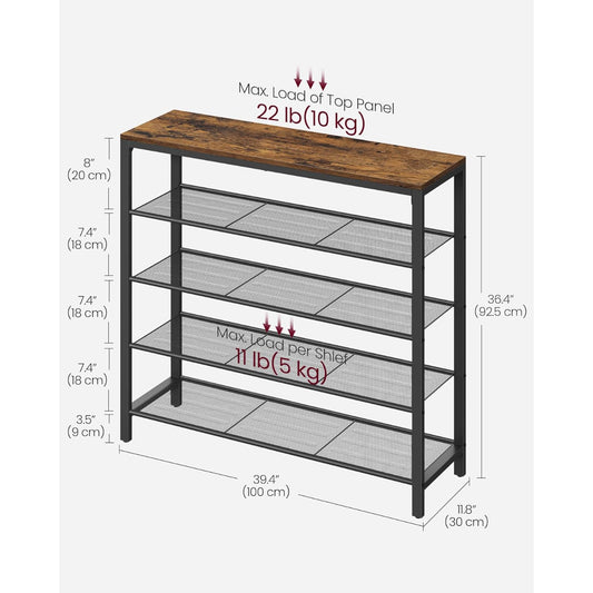 Mueble Zapatero Oxie 5 Niveles Fierro y Madera