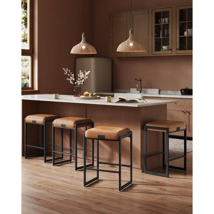 Set 2 Sillas Taburetes Eco Cuero Café Roke