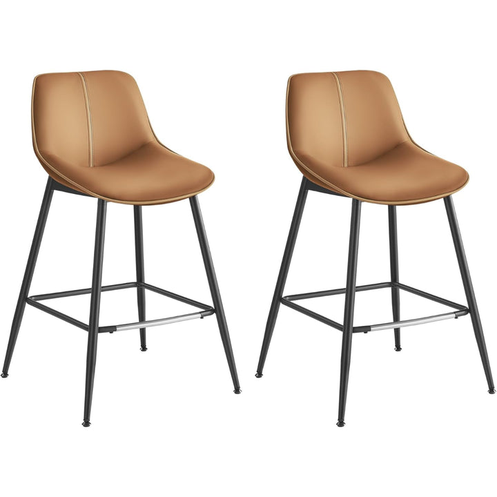 Set 2 Sillas Taburetes Eco Cuero Café Finja