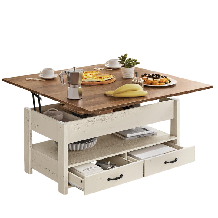 Mesa de Centro Rectangular Elevable Rústica Valencia