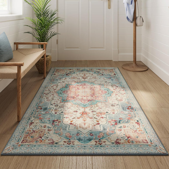 Alfombra Antideslizante Vintage Verde Agua Heerup 153x92 cm