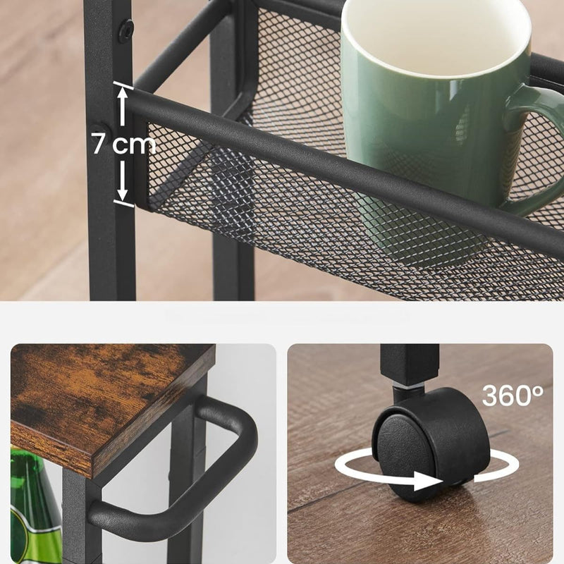 Bordes altos · Carrito de Cocina con Ruedas 4 Niveles Vestre
