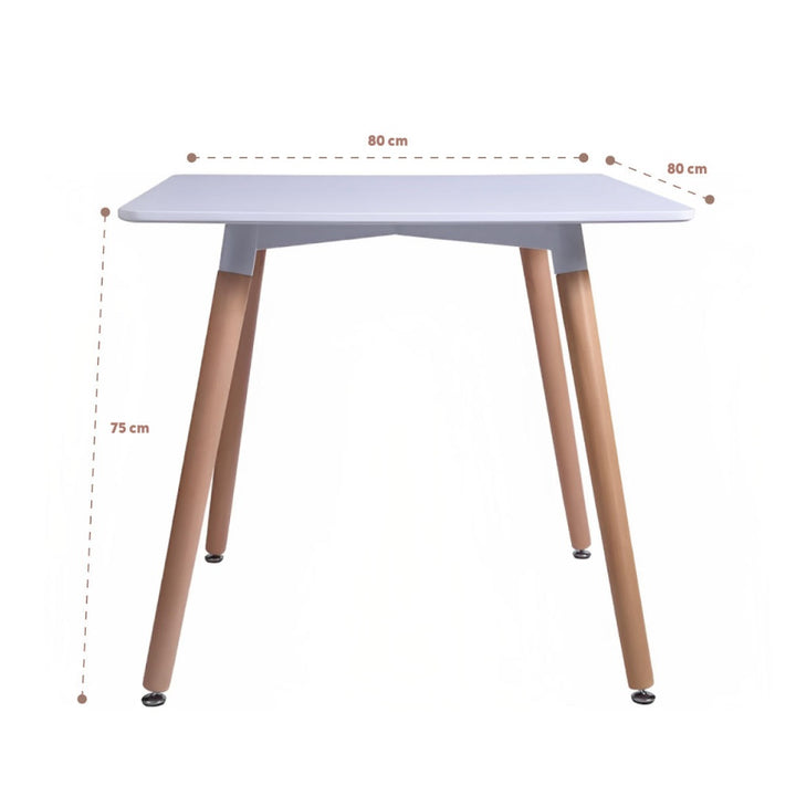 Mesa Comedor Eames Cuadrada 80 cm MDF Blanca
