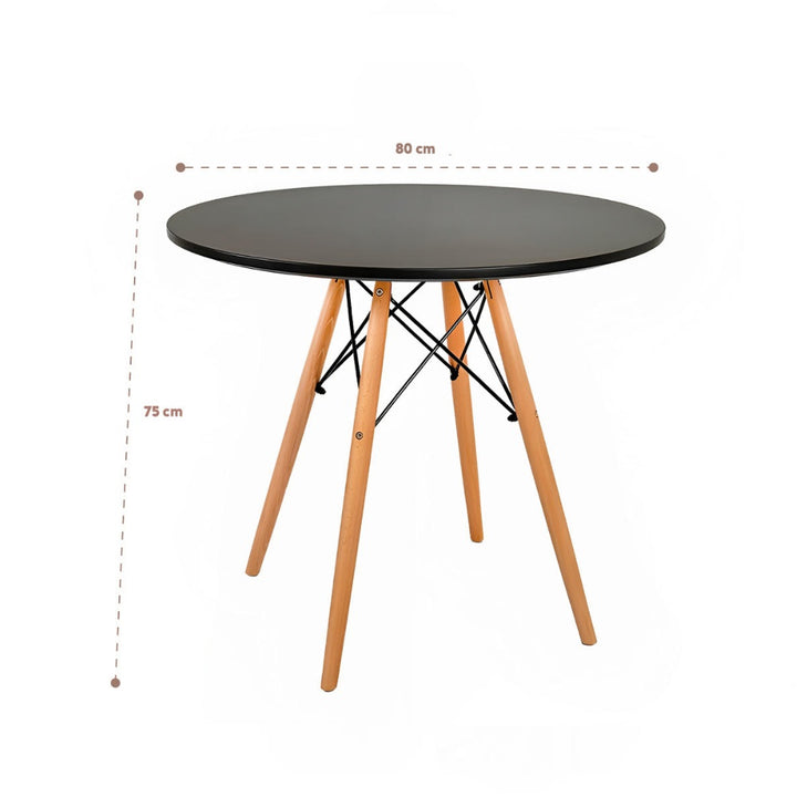 Mesa Eames Redonda 80 cm MDF Negra