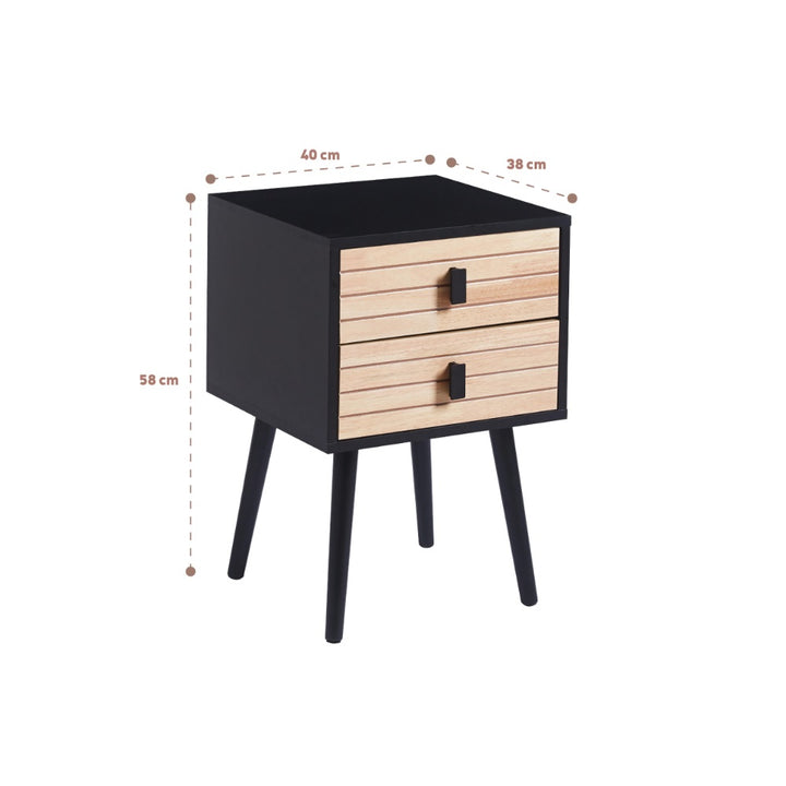 Velador Doble Cajonera Lulea Negro