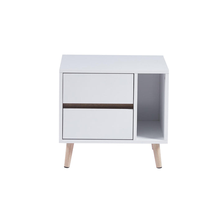 Velador Doble Cajonera Fauske Blanco