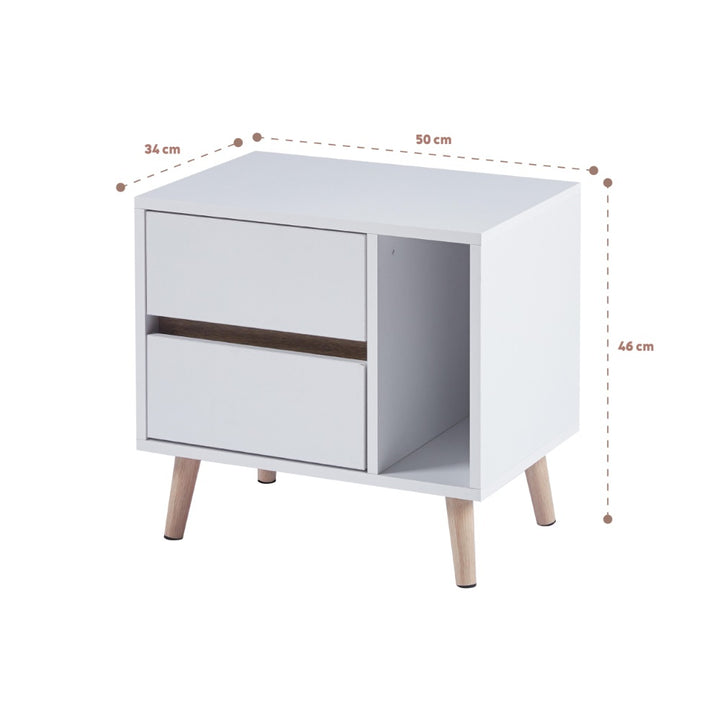 Velador Doble Cajonera Fauske Blanco