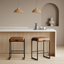 Set 2 Sillas Taburetes Eco Cuero Café Roke