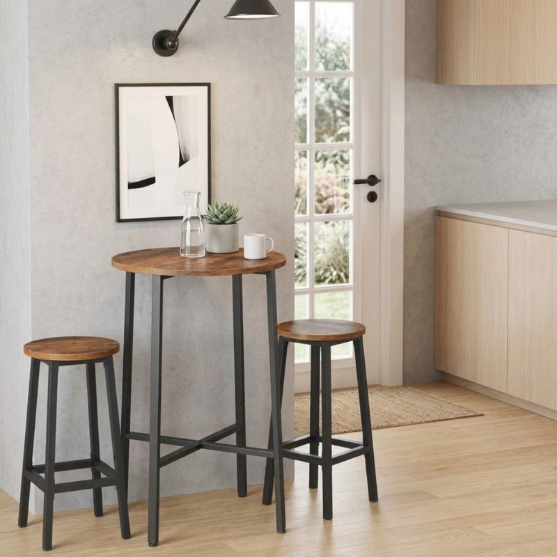 Compactos · Set 2 Sillas Taburetes Madera y Fierro Arreso