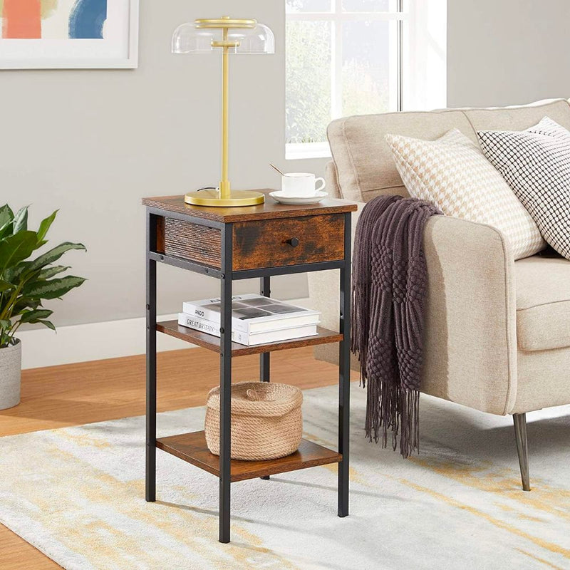 Mesa lateral alta · Velador con cajonera Vergen Estilo Industrial